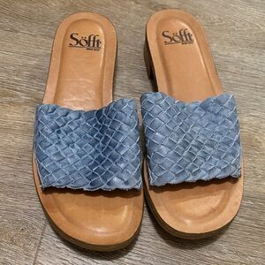 Sofft Blue Woven Slide Sandals